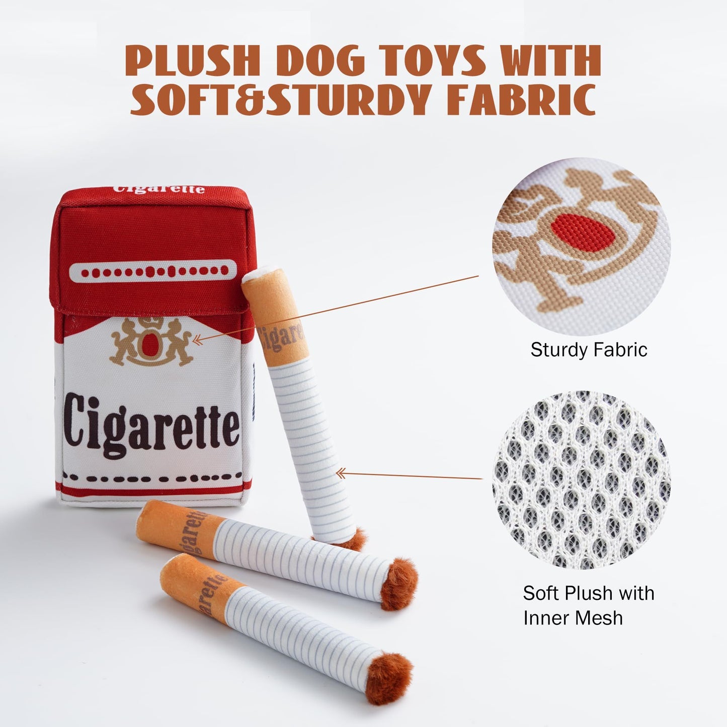 Funny Cigarettes Dog Toy Interactive Dog Teething Toys Squeaky Cigar Pet Toy Indoor Bite Kick Plush Dog Cat Toys Supplies For Puppies Small Dogs Pet Present Cats Pet Lovers Gift