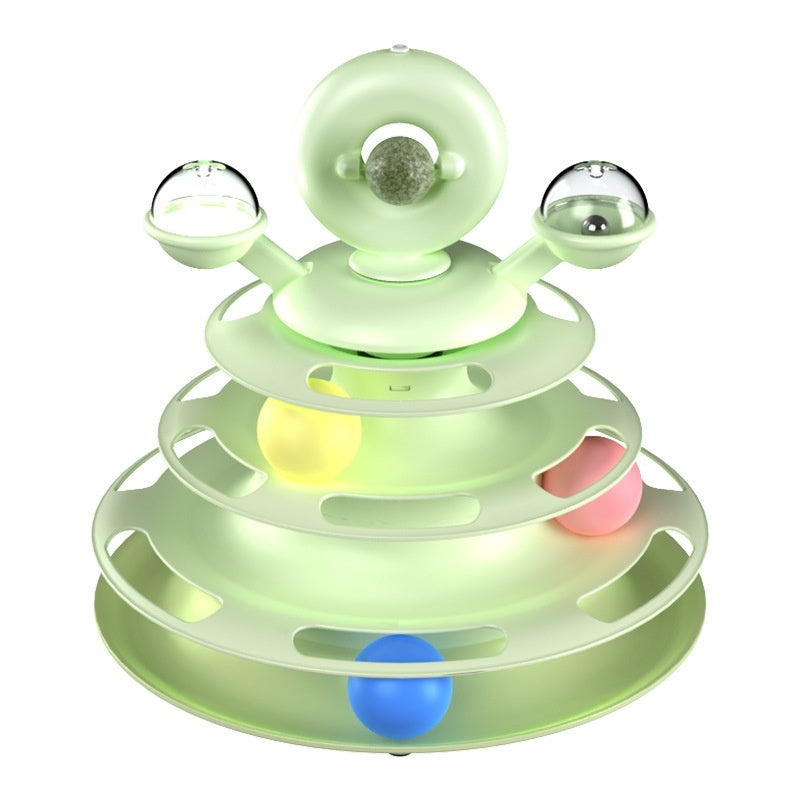 4 Levels Cat Toy Tower Turntable Roller Balls Toys Interactive Intelligence Pets Toys Training Track Puzzle Funny Games Accessories Pet Products