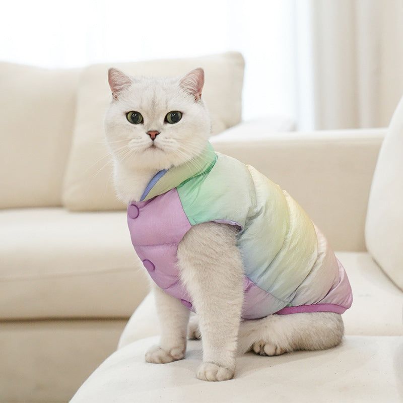 Colorful Pet Vest Top Cat Warm Winter Fashion Clothes Teddy Dog Clothing